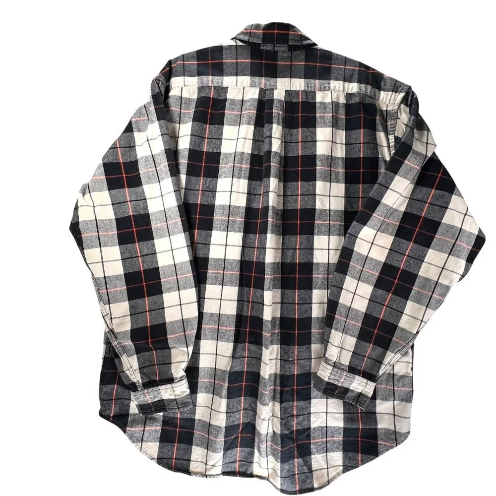 Ralph Lauren Polo Jeans Co XL Plaid Button-Up Shirt XL Long Sleeve Black Orange - Picture 3 of 12